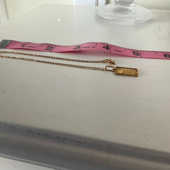 24K pure solid gold disk framed in 14k solid gold necklace - Picture 5 of 7